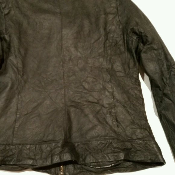 DOMA New Studded Washed Textured Lamb Leather MOTO Jacket L Coat BLACK NWT $750 - Picture 6 of 11